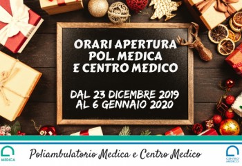 ORARI DI APERTURA dal 24 DICEMBRE al 5 GENNAIO
